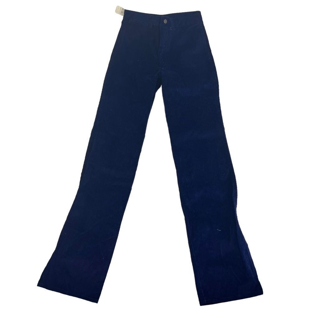 Vintage Sears Roebuck Co Womens 12 Long (27x36) Navy Blue Flare Retro Corduroy
